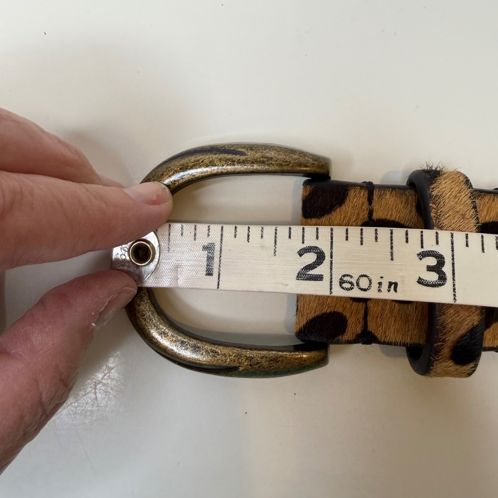 Free People Leopard Belt Womens Brown Calf Hair Leather Animal Print Boho M/L - Picture 9 of 11